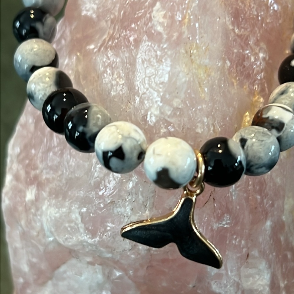 Orca Agate with Whale Tail charm